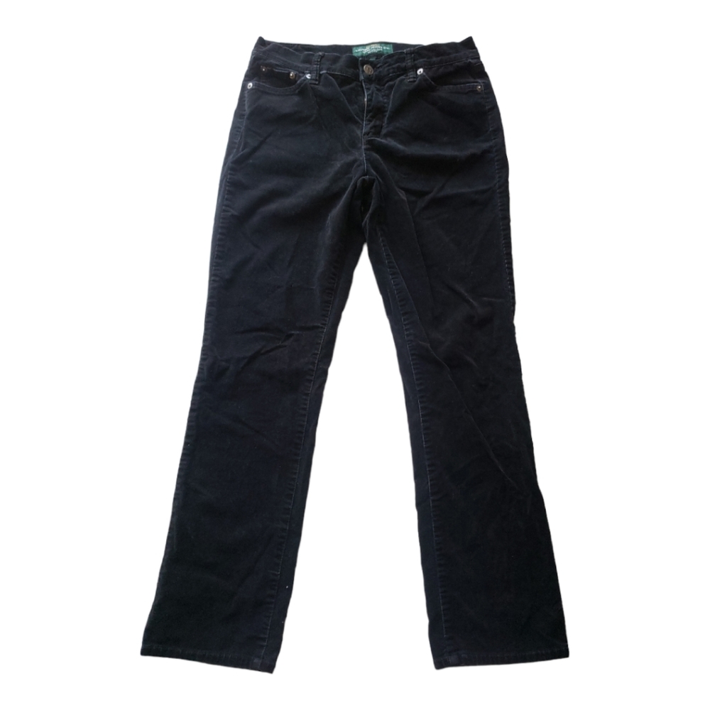 Lauren Ralph Lauren Classic Straight Black Corduroy Pants Petites Womens 6P